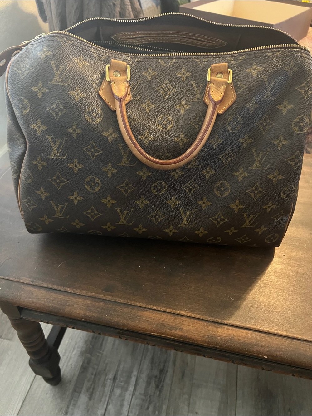 Louis Vuitton Monogram Speedy Satchel in Brown and Tan